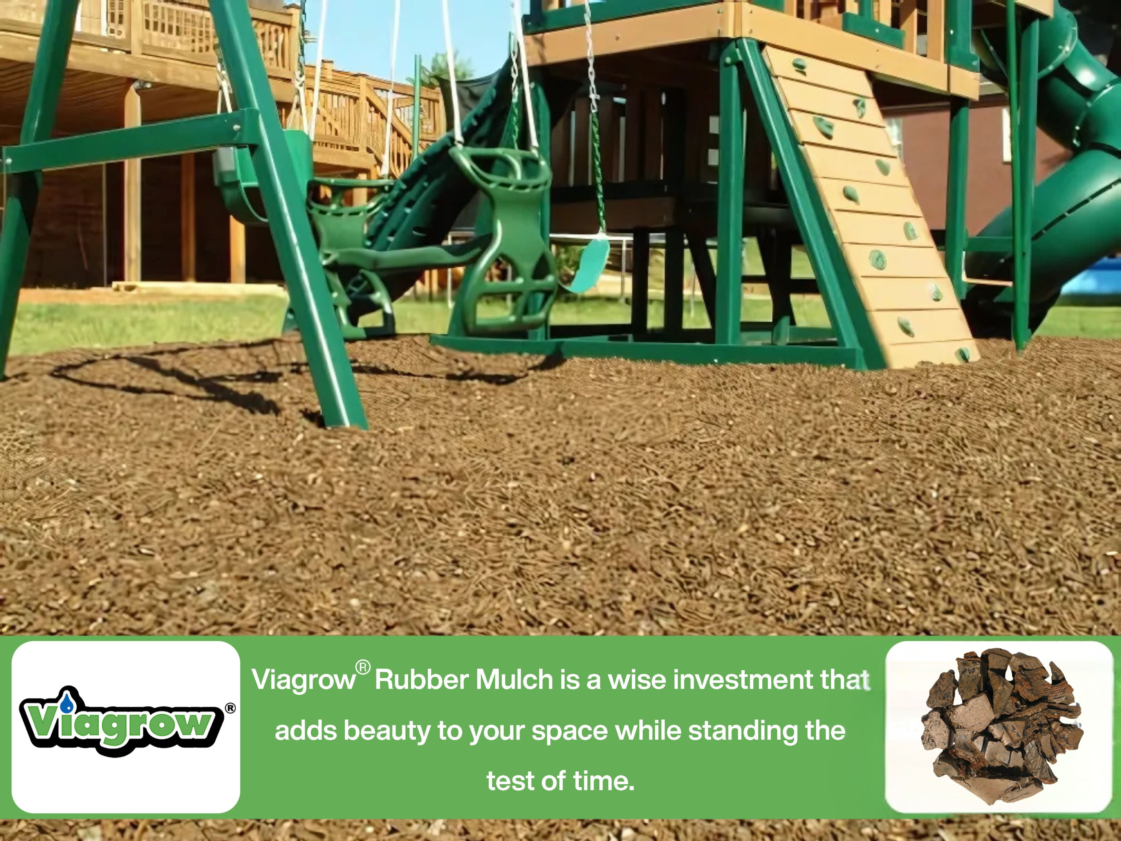Cypress Rubber Playground & Landscape mulch by Viagrow, 1.5 CF Bag ( 11.2 Gallons / 42.3 Liters)