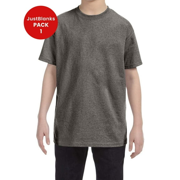 JustBlanks Heavy Cotton Youth T Shirt Taped Neck Shoulders for Comfort Durability