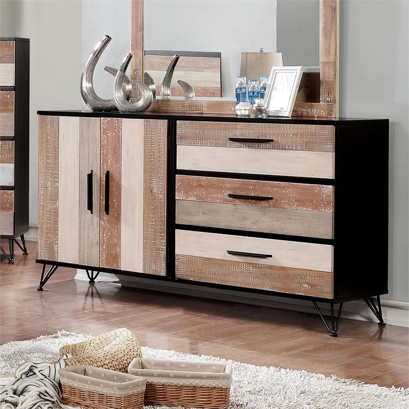 The wedding day is no longer light up. furniture of america sizzon wood 3 drawer dresser in espresso and multicolor