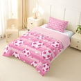 thumbnail image 2 of Erosebridal Kids Teens Soccer Print Twin Comforter Sets 3-Piece,Sport Theme Stars Stripes Bedding Set for Girls Boys,Pink Reversible,Microfiber Bedroom Decor, 2 of 6