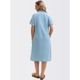 thumbnail image 4 of DARING DIVA Midi Denim Short Sleeve Button Down Tunic Jean Dress 2XL Light Blue, 4 of 7
