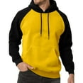 thumbnail image 2 of Pullover Hoodie for Men Classic Raglan Long Sleeve Drawstring Hooded Sweatshirt Kangaroo Pocket Casual Athletic Style Yellow M, 2 of 5