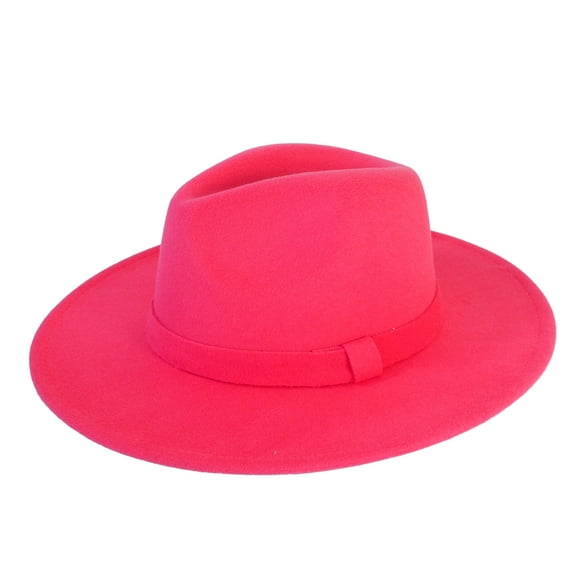 Pink Fedora Panama Upturn Wide Brim Cotton Blend Felt Hat
