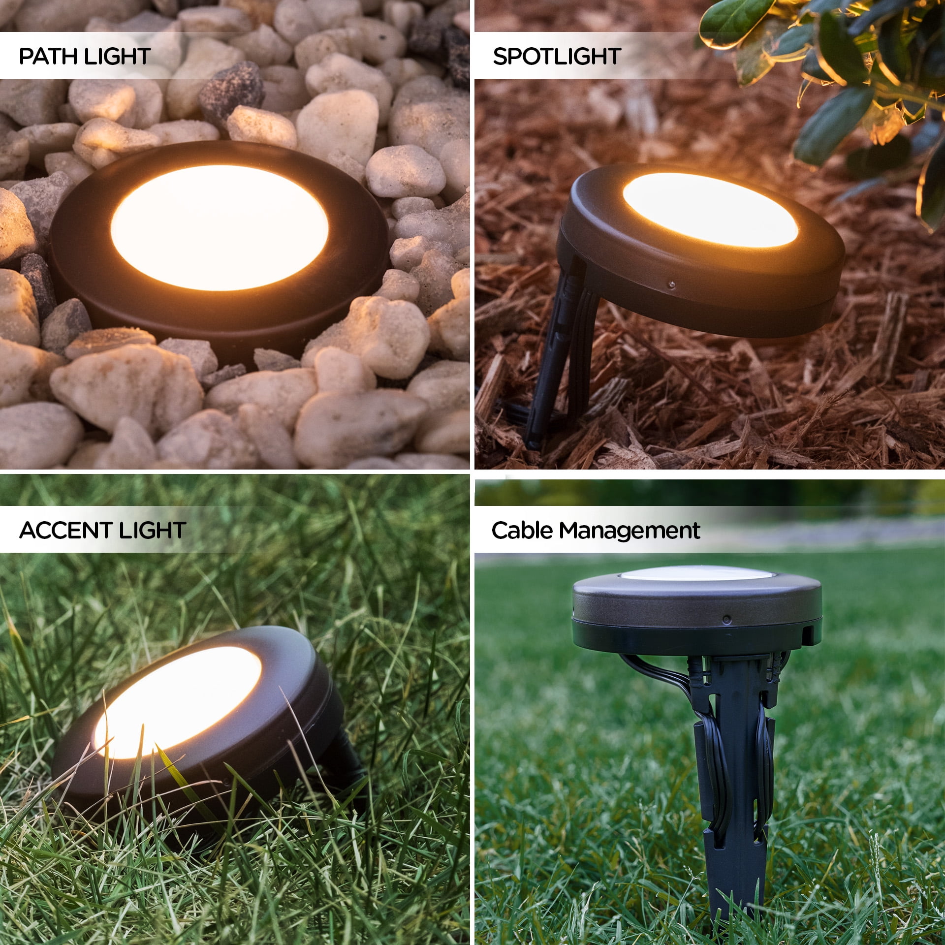 Enbrighten 40ft LED Color-Changing Landscape Lights, 6 pucks