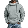 thumbnail image 2 of Men's Hoodie Sweatshirts Double Layer Raglan Sleeve Turtleneck Drawstring Pullover With Zipper Front Patch Pocket Regular Relaxed Fit Casual Streetwear Top., 2 of 3