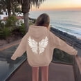 thumbnail image 4 of Cute Hoodie Sweatshirt for Girls Long Sleeve Pullover with Kangaroo Pocket Angel Wing Design Sweatshirt Casual Graphic Hoodies Pullover Tops for Spring and Fall(Khaki,3-4 Years), 4 of 6