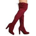 thumbnail image 3 of New Women Wild Diva Amaya-01 Faux Suede Thigh High Drawstring Chunky Heel Boot, 3 of 3