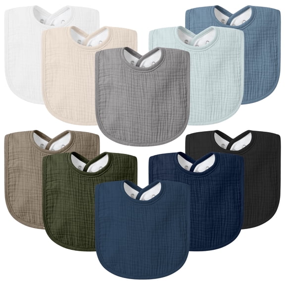 VOMARHUG Baby Muslin Bibs for Boys Girls,Organic Muslin Baby Bib for Drooling and Teething, 10 Pack Soft Bandana Drool Bibs