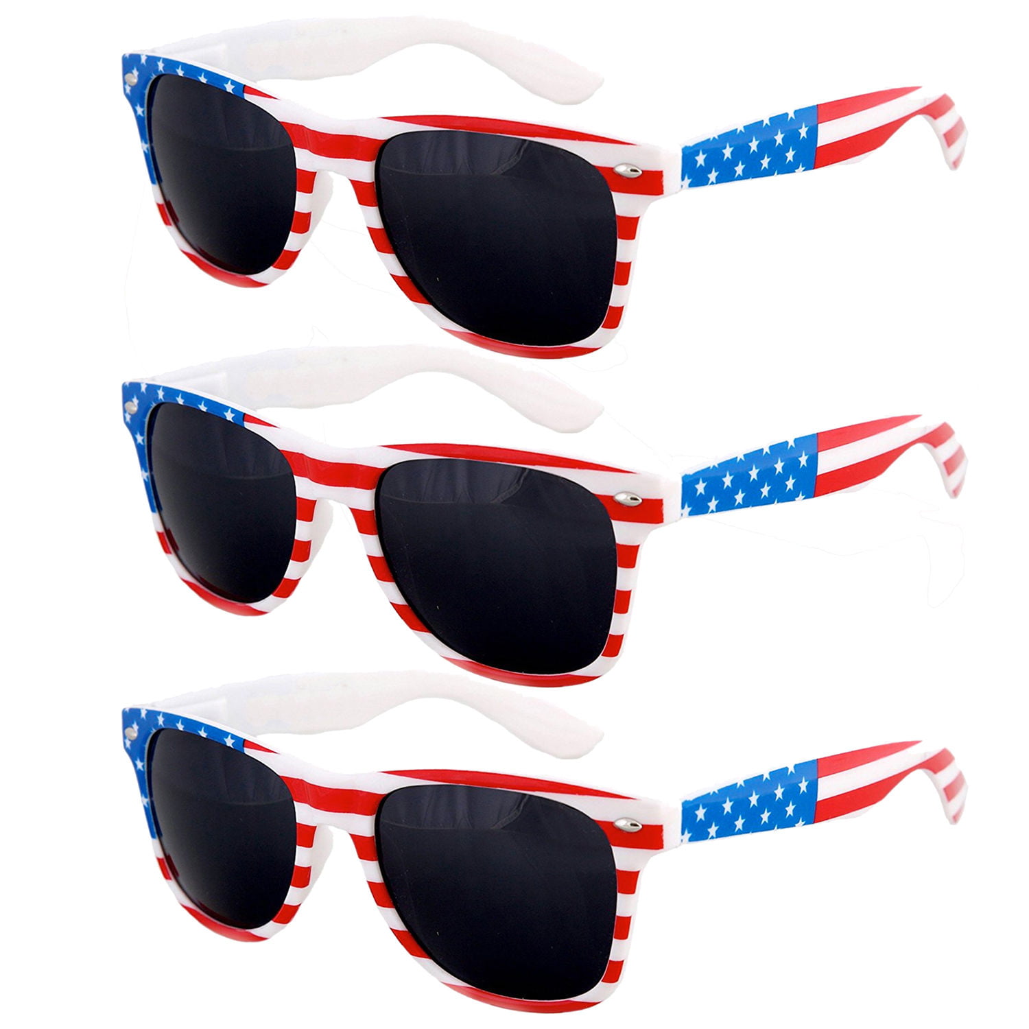grinderPUNCH Unisex USA American Flag Red White Blue Frame Black lens Adult Classic Sunglasses