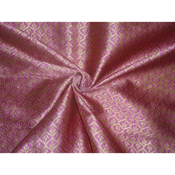 Brocade Fabric Lipstick Pink x Gold Color 48" WIDE BRO525[2]