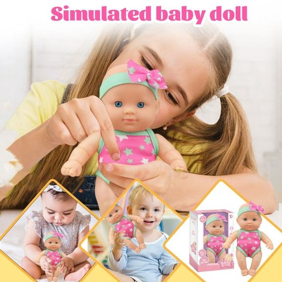 Adorable Baby Doll Toy with Pink Star Outfit and Bow, Perfect for Kids, Safe and Durable, 12-Inch Cuddly Companion