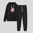 thumbnail image 2 of DeHolifer Women 2 Piece Sweatsuit Outfits Sets ECG Printed Drawstring Hoodie Sweatshirts and Sweatpants Jogging Suits Casual Sweatsuits Matching Sets for women Black S, 2 of 4