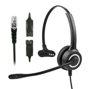 TOPBOUTIQUE HP128MP QD RJ9 Plug Telephone Operator Office Headset with Microphone Single Ear Earphone for Telephone Set Noise canceling headphones(Black)