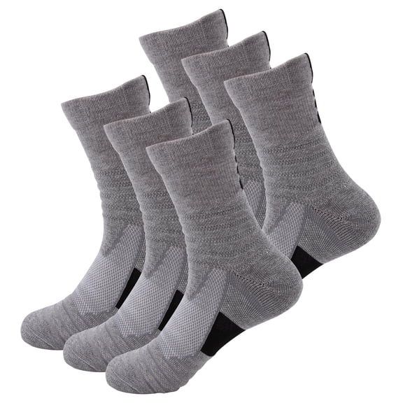 B&Q 6 Pairs Mens Performance Cotton Athletic Casual Dress Crew Cushion Breathable Long Socks for Running Basketball Work Sports Hiking
