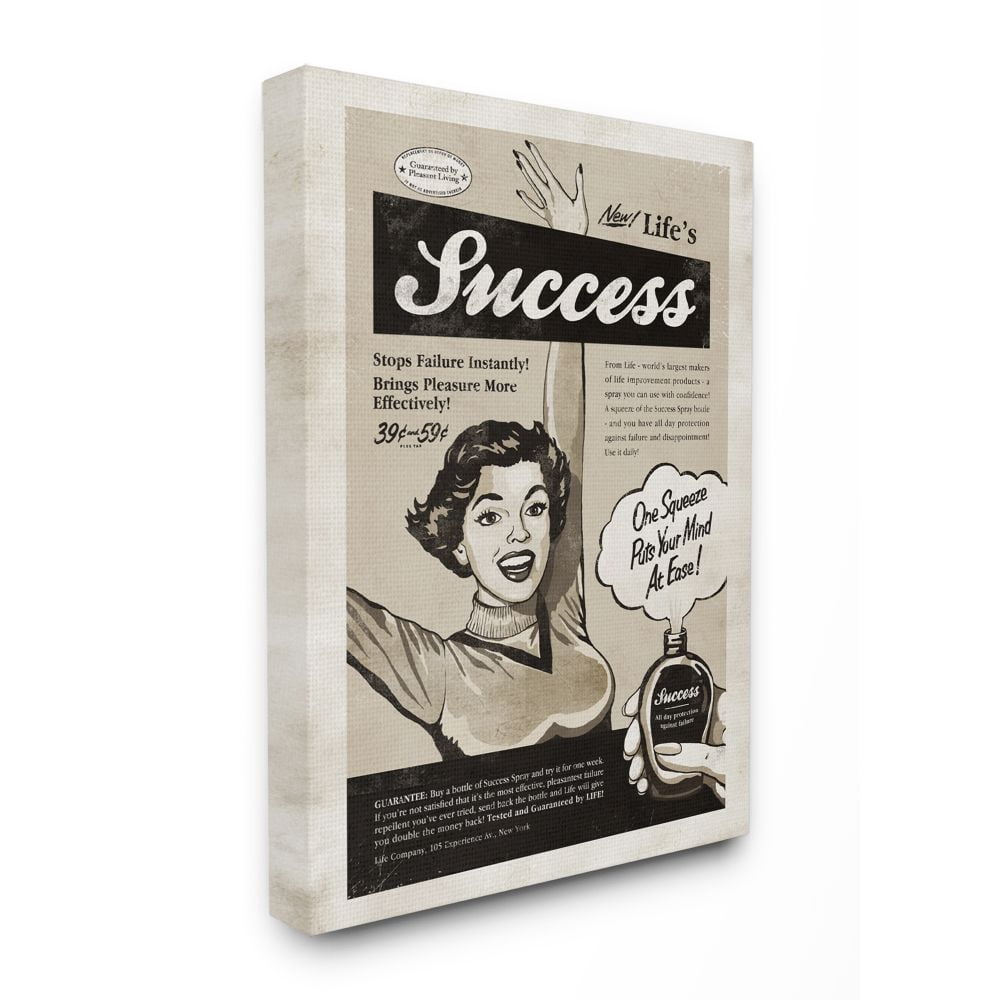 Stupell Industries Success Spray Funny Vintage Comic Book Design Canvas Wall Art by Ester Kay