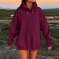 thumbnail image 2 of Landzoo Women's Solid Color Drop Shoulder Hoodie With Pockets Comfortable And Stylish Sweatshirt Top Warm Breathable Women's Hoodie, 2 of 5