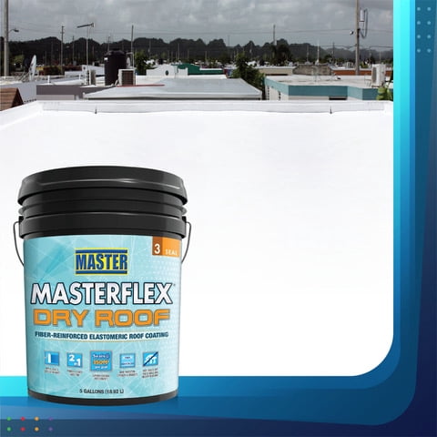 Masterflex Dry Roof Fiber-Reinforced Elastomeric Roof Coating White, 5 Gallon