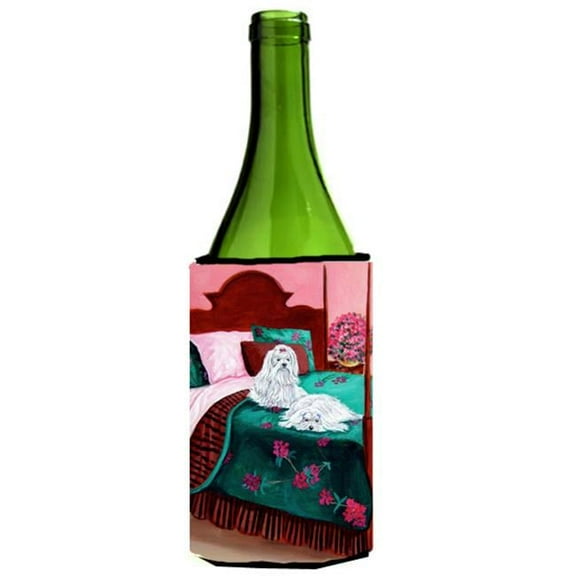 Maltese And Puppy Waiting On You Wine bottle sleeve Hugger - 24 oz.
