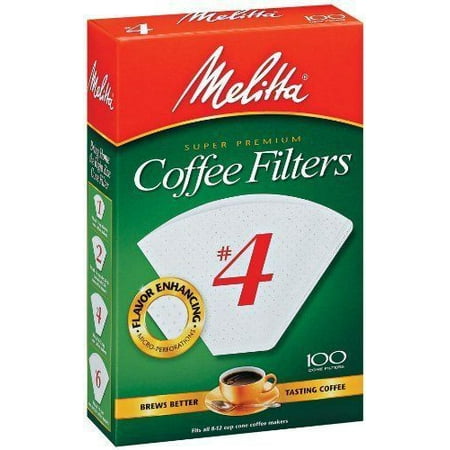 Melitta Super Premium #4 Cone Paper Coffee Filters White, 100 Count, 2 Pack