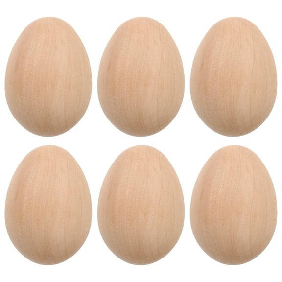 ITSELFER 6Pcs Fake Eggs Wood Craft Eggs Unfinished Wooden Eggs For Painting Craft Eggs Eggs Wood Eggs