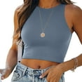 thumbnail image 2 of Levmjia Women Tank Tops Sleeveless Crop Top Sexy Casual Solid Round Neck Vest Summer Polyester Fashion Slim Fit for Daily Wear Party and Vacation, 2 of 7