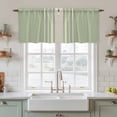 thumbnail image 2 of Sage Green Beige Striped Tier Curtains, Modern Farmhouse Retro Lines Light Filtering Kitchen Curtains, 2Pcs Rod Pocket Half Window Treatments Panels for Sink Cafe Cabinet Camper 27.5x36 Inches, 2 of 9