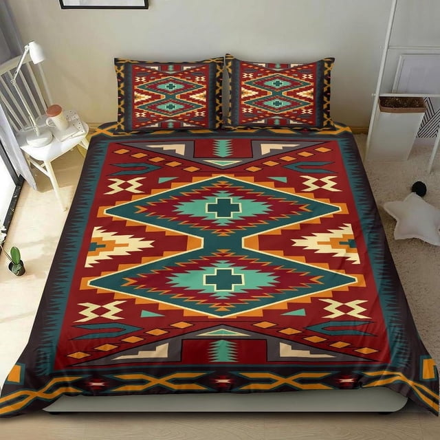 Rojo Patrón Nativo Americano Juego de Cama Lt10