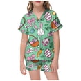 thumbnail image 1 of MIASHUI Easter Girl Boy Silk Satin Pajamas Set Button Down Sleepwear,Green,10-11 Years, 1 of 4