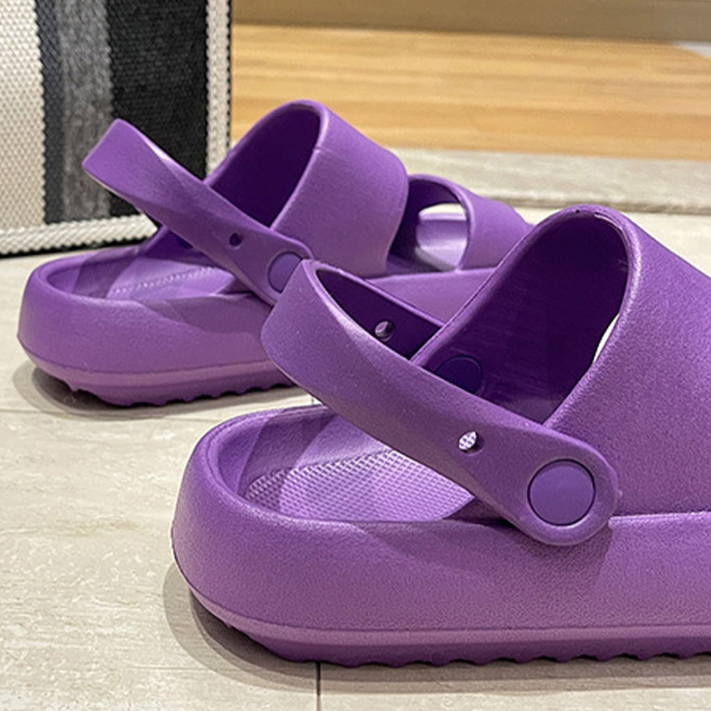 Langgg 1 Pair EVA Summer Slipper Girls Beach Open toe Sandals Traveling Pool Party Casual Style Slides Shoes Footwear Purple Size 38 39