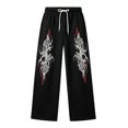thumbnail image 4 of Luvior Y2k Baggy Sweatpants Boy and Girls Gothic Graphic Elastic Waist Wide Leg Track Pants Drawstring Athletic Joggers with Pockets, 4 of 5