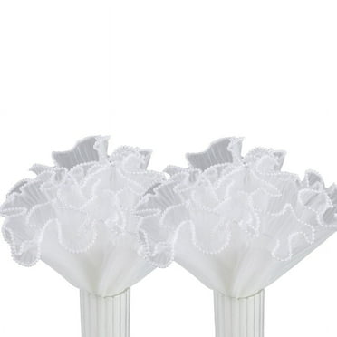 2 Pack 4.5 Yard White Flower Wrapping Paper Pearl Edge Mesh Bouquet Wrapping Paper Pearl Wrinkled Wave Ne