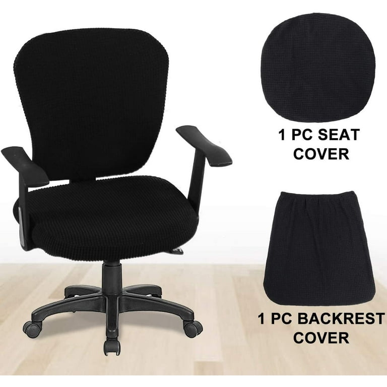 Office Chair Cover 2 Piece Stretchable Computer Office Chair Covers Universal Chair Seat Covers Stretch Rotating Chair Slipcovers Washable Spandex