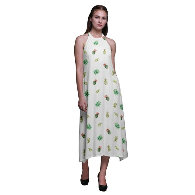 Bimba Robe Longue Dos Nu à Col Halter Imprimée pour Femmes - Moyen