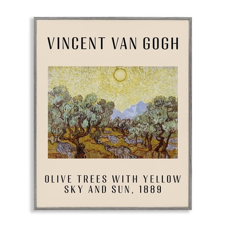 Stupell Industries Classic Olive Trees Van Gogh Landscape & Nature Painting Gray Framed Art Print Wall Art  11 x 14