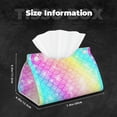 thumbnail image 6 of Lsque Fish Scale Printed Long Tissue Box Cover Holder, Facial Paper Organizer Dispenser,Triangle with Bottom Belt, PVC Leather Decorative Organizer, 6 of 9