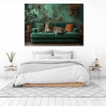 thumbnail image 6 of Mudket Leopard on Green Sofa Tropical Botanical Canvas Wall Art, Boho Vintage Canvas Art for Living Room Bedroom Print for Apartment Home Decor , Framed Ready to Hang - 12"L x 8"W, 6 of 9