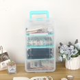 thumbnail image 2 of Boîte de Rangement en Plastique Transparent Bleu, Boîte de Rangement Utilitaire avec 4 Compartiments Détachables et Poignée, Verticale, 2 of 5