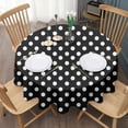 thumbnail image 3 of White Polka Dot Black Round Table Cloth,Wrinkle Resistant Table Cover with Polyester,Waterproof Reusable Tableclothes for Easter Birthday Picnic Wedding (Round,60x60inch), 3 of 6