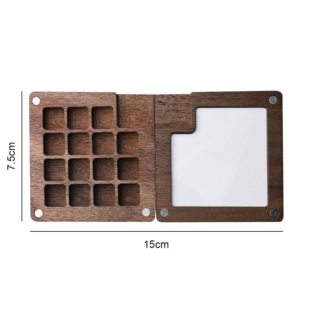Ditregsr Travel Paint Palette Portable Watercolor Set Wooden Grid Paint Box (15 Grid)