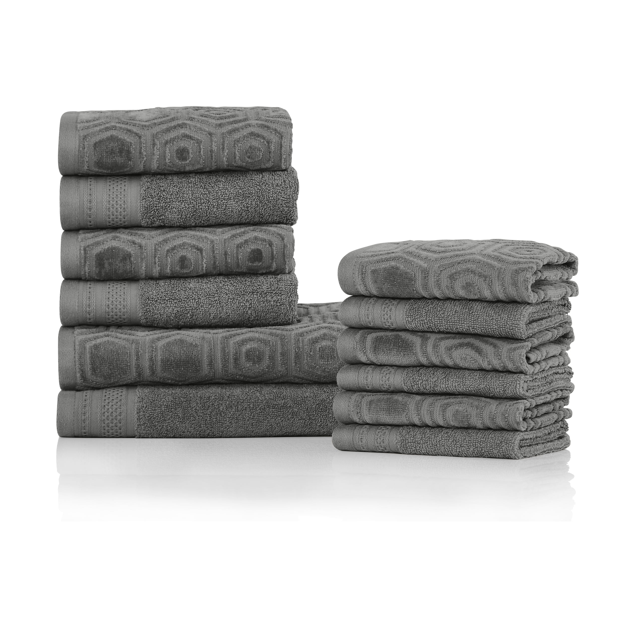 Blue Nile Mills 8 Piece Long Staple Combed Cotton Solid Towel Set - 4 Pack  Washcloth / Face