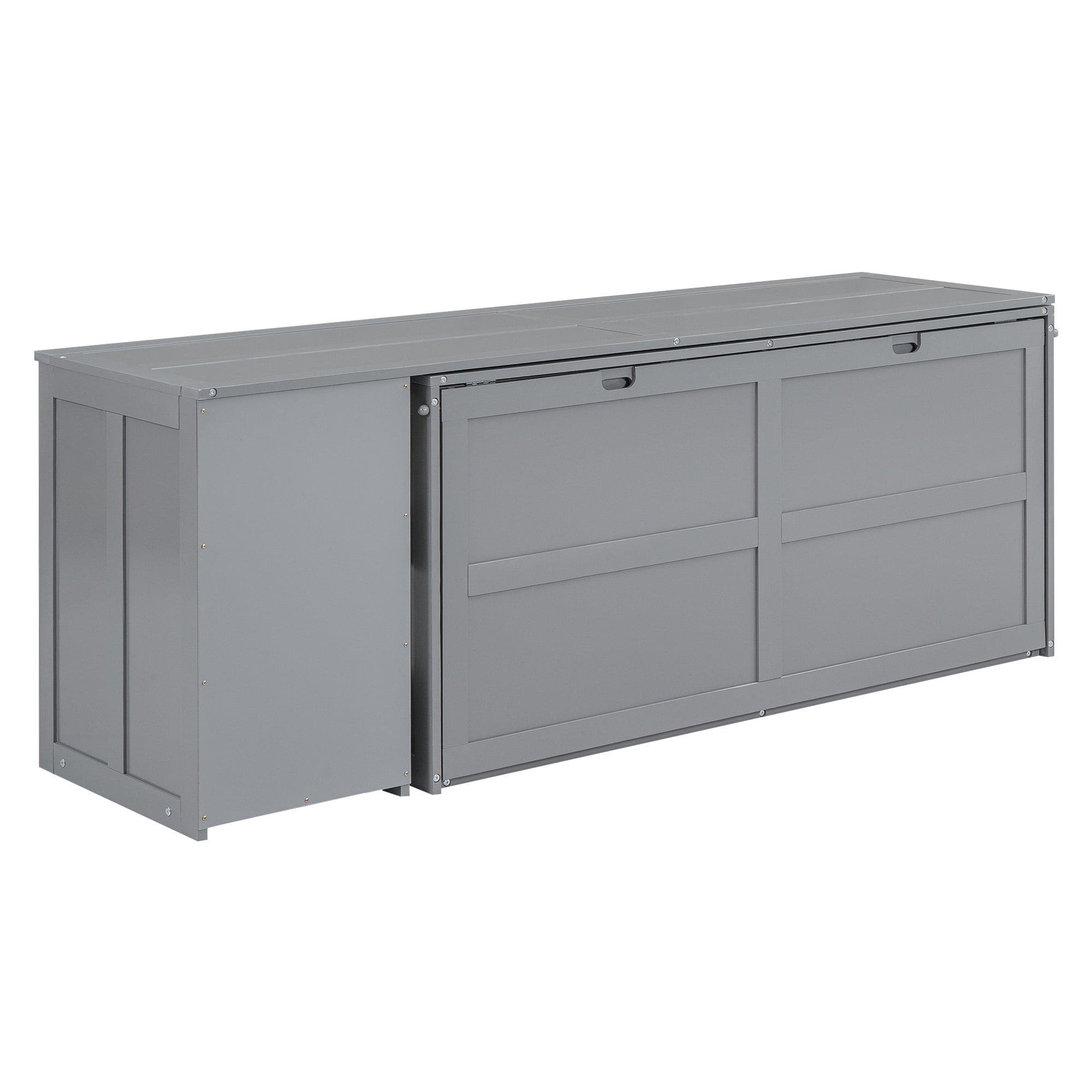Euroco Queen Size Murphy Bed with Movable Desk, Gray