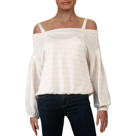 Free People Womens Sistine Hacci Knit Cold Shoulder Pullover Sweater
