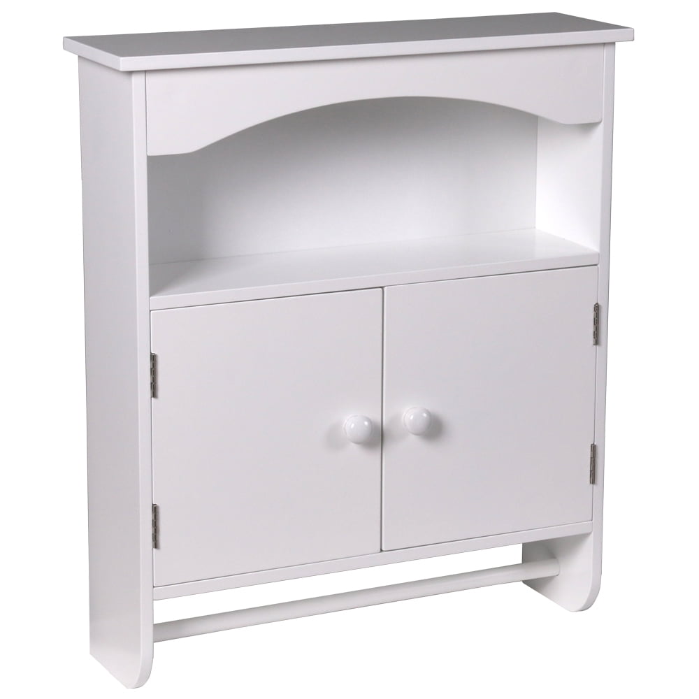 Ubesgoo Wall Mount Bathroom Cabinet Wooden Medicine Storage Organizer With 2 Doors And 1 Shelf Cottage Collection White
