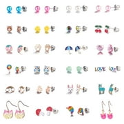 Homaful 24 Pairs Hypoallergenic Earrings Set for Girls Teens Kids Stainless Steel Stud Earrings Set Animal Butterfly Rainbow Star Heart Cute Earring Jewelry Gifts for Girls Kids Women