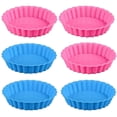 thumbnail image 1 of Moldes para Tartas Antiadherente Plato Redondo de Silicona Mini Molde para Pasteles Molde para Pasteles para Tartaletas Quiche Jelly 6 Piezas Adepaton YQ-1267, 1 of 9