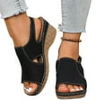 thumbnail image 4 of Black Womens Wedge Sandals With Peep Toe And Open Toe For Spring And Summer Casual Comfortable Beach Wear Versatile Daily Use Size 43, 4 of 9