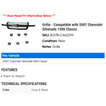 thumbnail image 2 of Grille - Compatible with 2007 Chevy Silverado 1500 Classic, 2 of 2