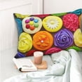 thumbnail image 6 of Disketp Pillow Covers Brightly Colored Cupcakes Pattern Throw Pillow Case Cushion Covers,Cushion For Bedroom,Couch,Home-20"X30", 6 of 9