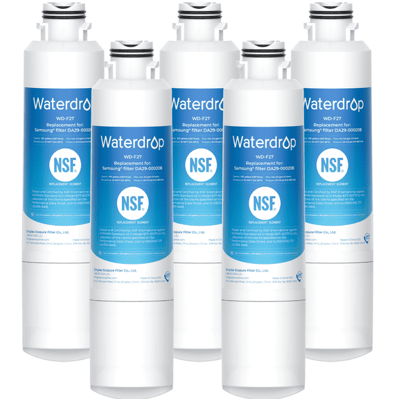 Waterdrop DA29-00020B Replacement for Samsung® Water Filter HAF-CIN/EXP, DA29-00020B, HAF-CIN, DA29-00020B-1, RF28HMEDBSR, RF263BEAESR, RS25J500DSR, RF263TEAESG, HDX FMS-2, DA97-08006A-1, 5 Filters