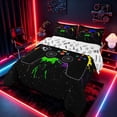 thumbnail image 2 of meiyoeat Graffiti Splash Game Controller Full Size Comforter Sets for Boys Teens Gamers, Colorful Graffiti Gaming Console Bedding Sets, Gamepad Reversible 3-Piece, 1 Comforter and 2 Pillowcases, 2 of 6